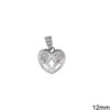 Silver 925 Pendant Heart with Zircon 12mm