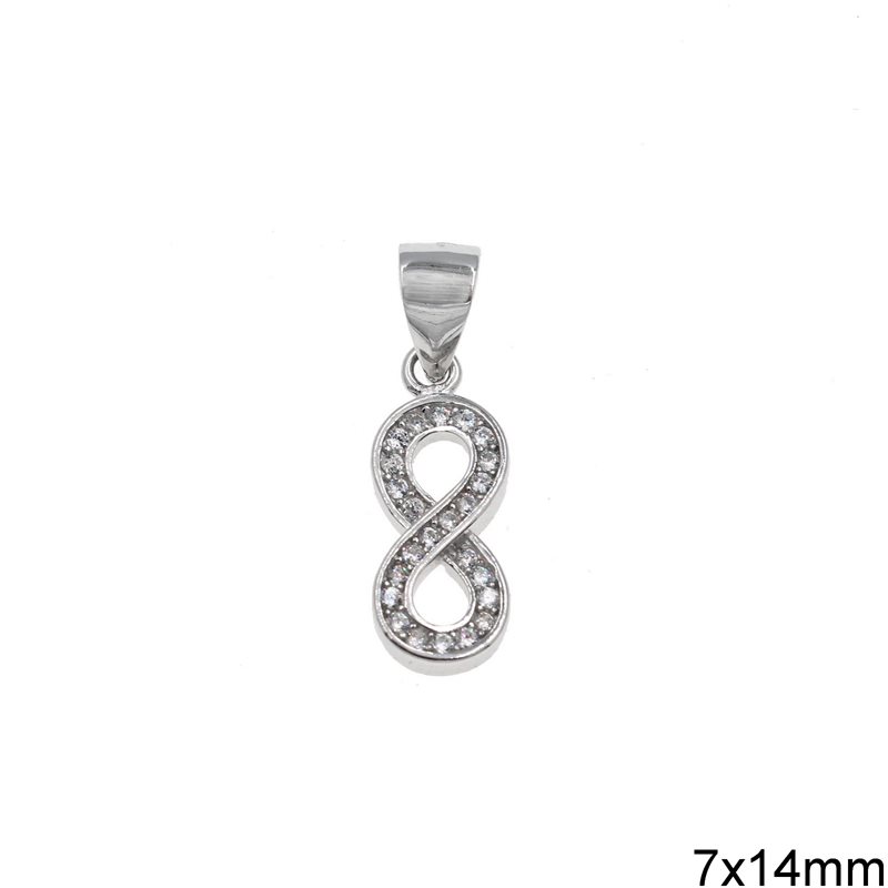 Silver 925 Pendant Infinity with Zircon 7x14mm