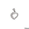 Silver 925 Pendant Heart Outline Style with Zircon 12mm
