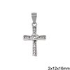 Silver 925 Pendant Cross with Zircon 2x12x16mm