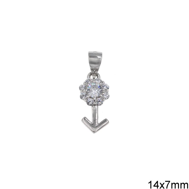 Silver  925 Pendant Arrow with Zircon 14x7mm