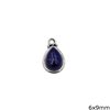 Silver 925 Pearshaped Pendant with Semi Precious Stone 6x9mm