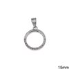 Silver 925 Pendant Circle with Zircon 15mm