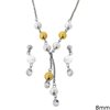 Stainless Steel Set of Earrings And Necklace With Pearls 8mm