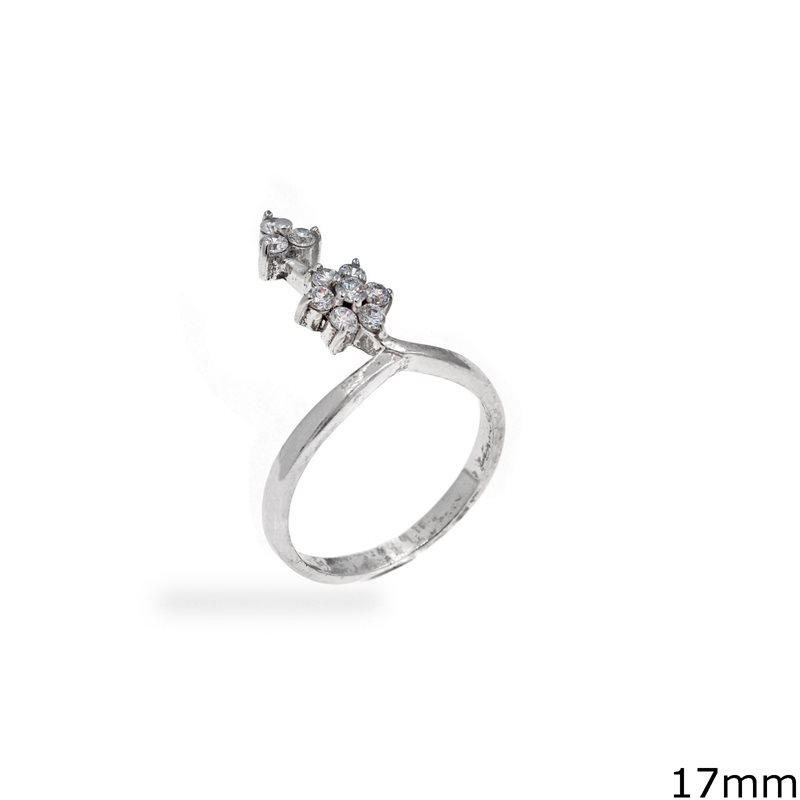 Silver 925 Ring Flower with Zircon 17mm