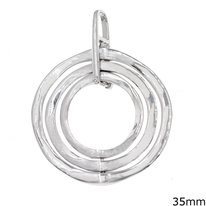 Silver 925  Pendant Hammered Hoops 35mm