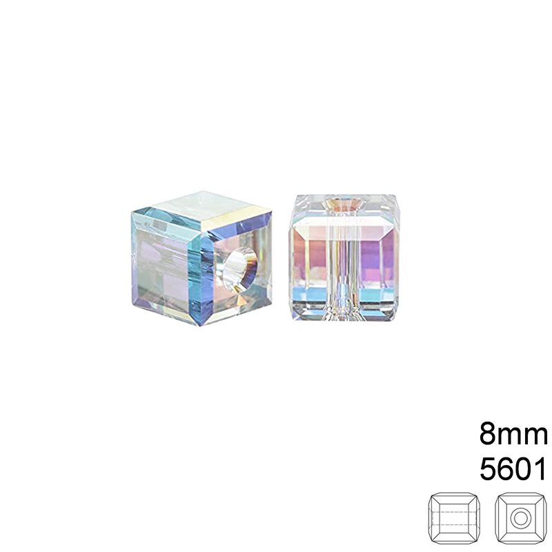 Cube Bead 5601 8mm Crystal/Eff1