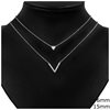 Stainless Steel Double Necklace in "V" shape 15mm with Triangle and Zircon 6mm