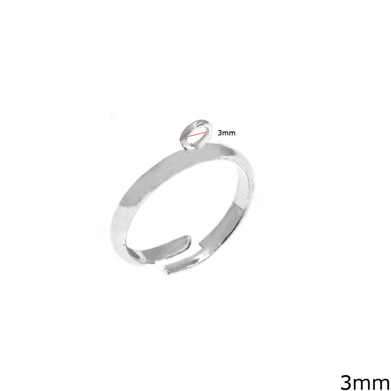 Silver 925 Openable Ring Base 3mm and Loops with Hole 3mm