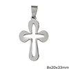 Stainless Steel Outiline Style Oval Pendant Cross 