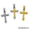 Stainless Steel Pendant Double  Cross 5x18x25mm 