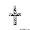 Stainless Steel Pendant Cross with Meander 6x22x30mm