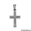 Stainless Steel Pendant Double Cross 5x20x30mm