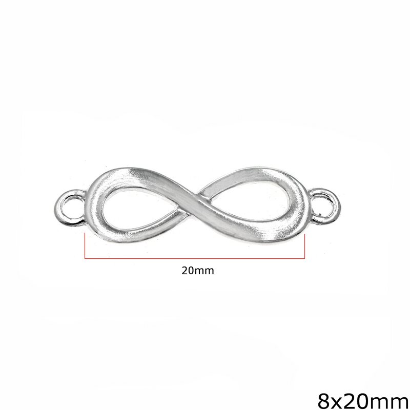 Silver 925 Infinity Symbol Spacer Lustre 8x20mm
