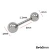 Stainless Steel Straight Barbell 8mm, Thickness 1.2mm