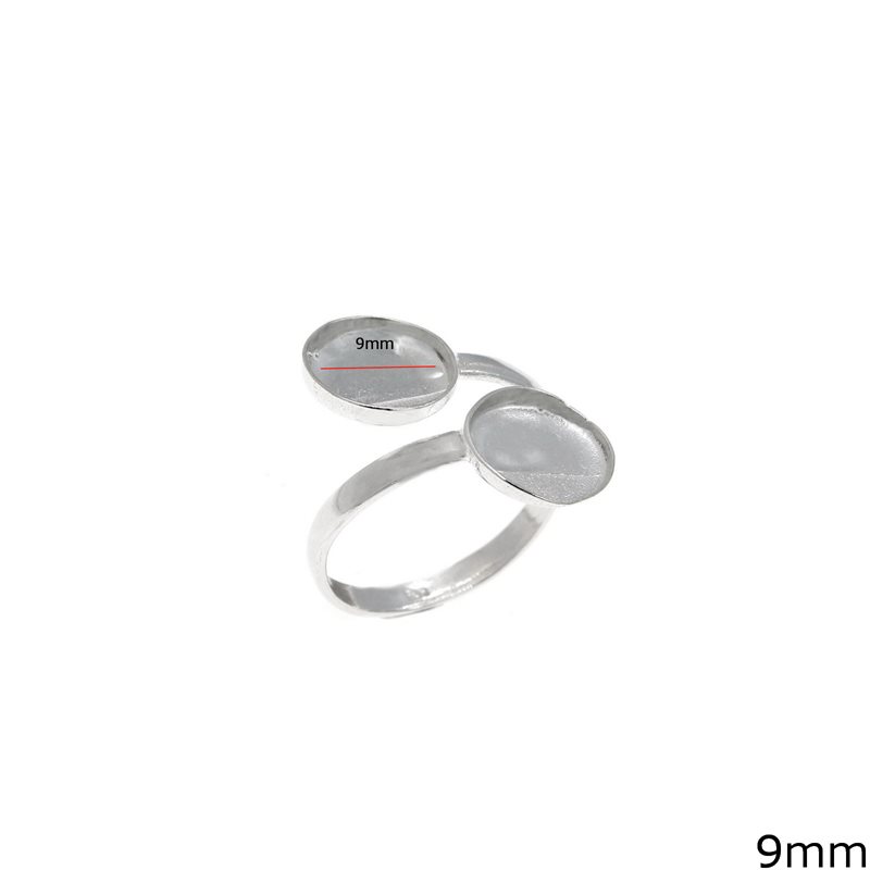 Silver 925  Ring Base with Cups 9mm