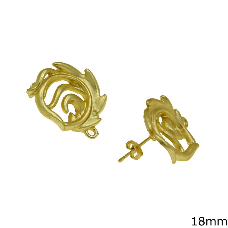Casting Earring Matte Crown with Loop 18mm