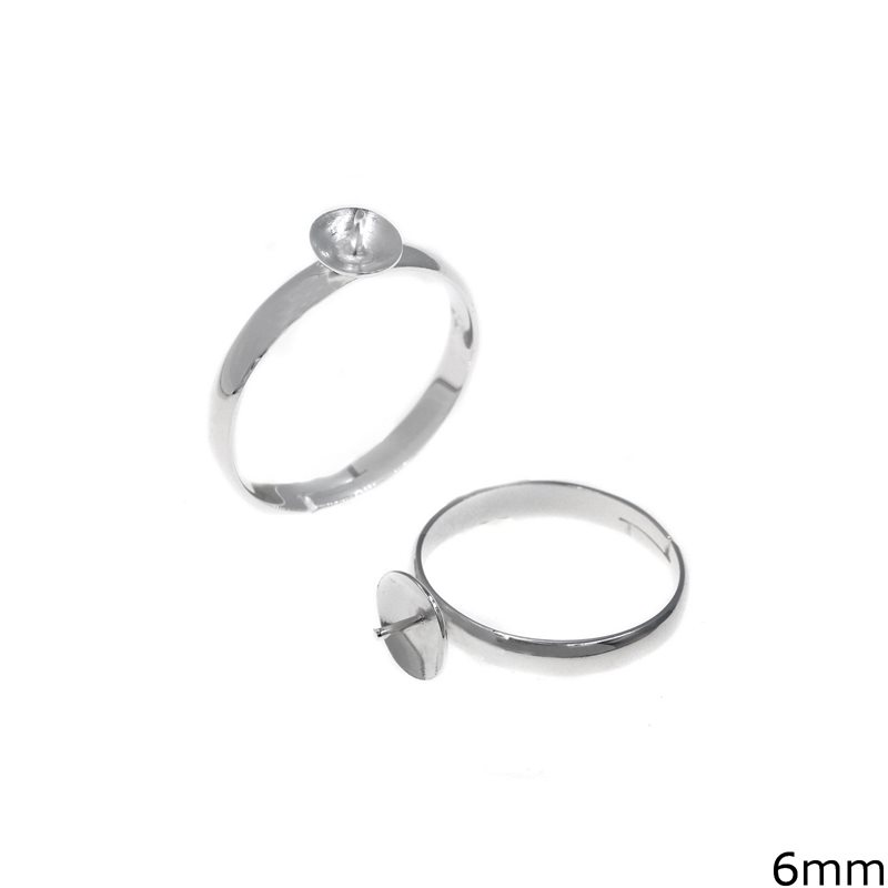 Silver 925 Ring Base with Pin 6mm