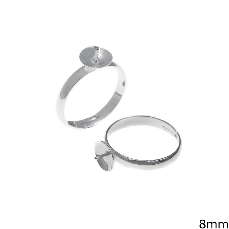 Silver 925 Ring Base with Pin 8mm