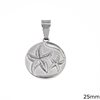 Stainless Steel Pendant Disk with Starfish 25mm
