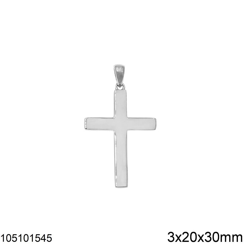 Silver 925 Pendant Cross Lustre 3x20x30mm