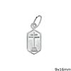 Silver 925 Hexagon Pendant with Double Cross 9x16mm
