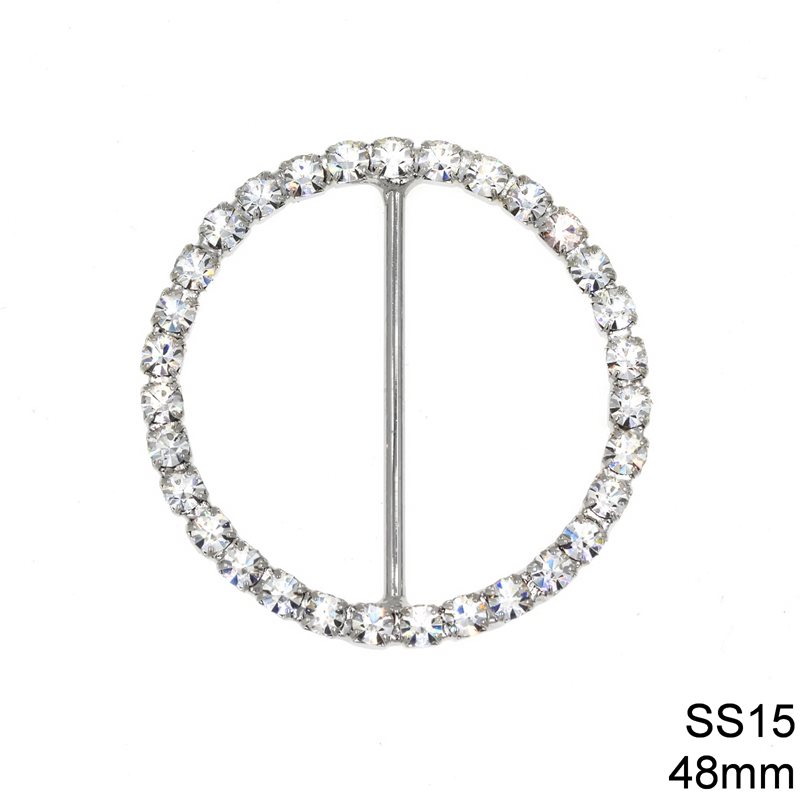 Round Buckle with Rhinestones SS15 48mm Nickel color NF