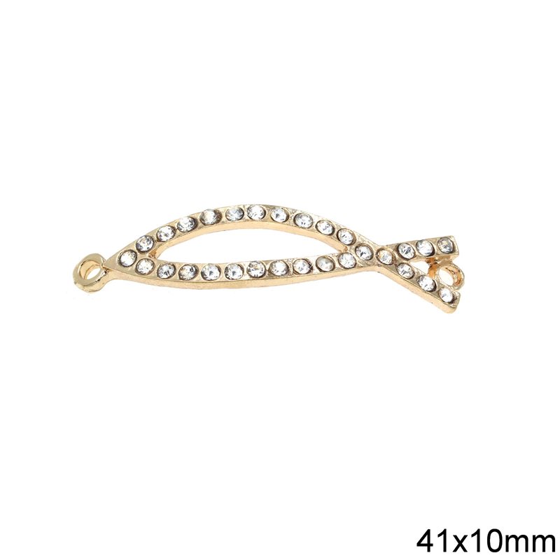 Casting Spacer Fish with Rhinestones 41x10mm Gold plated NF