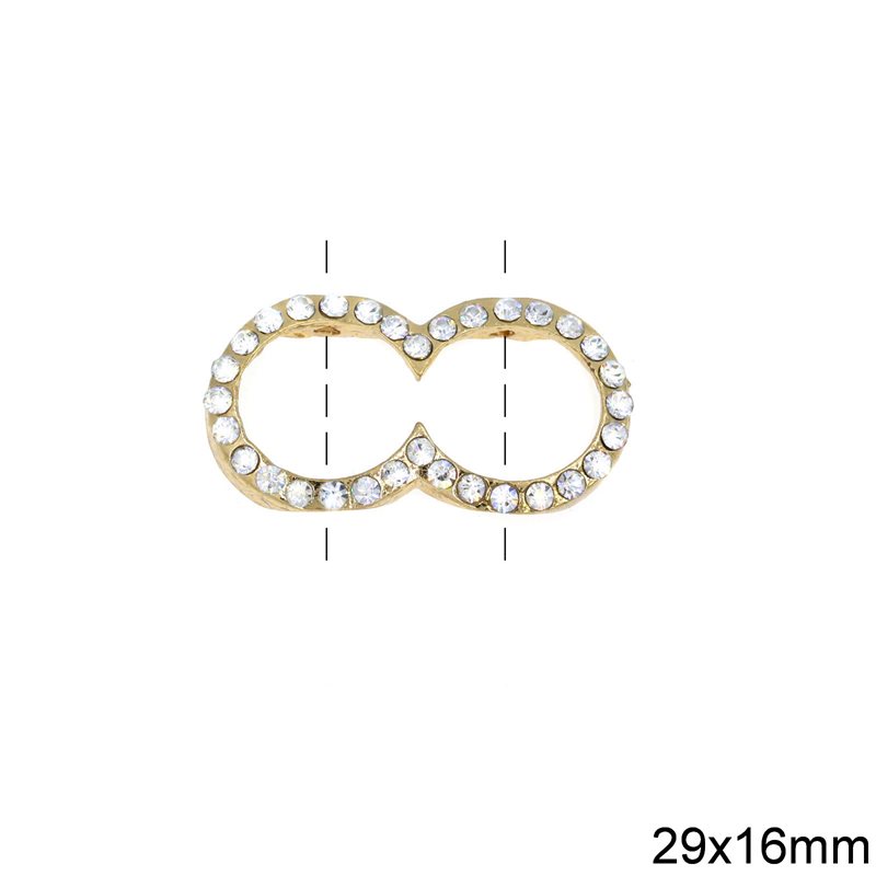 Casting Spacer '8' with Rhinestones 29x16mm Gold plated NF