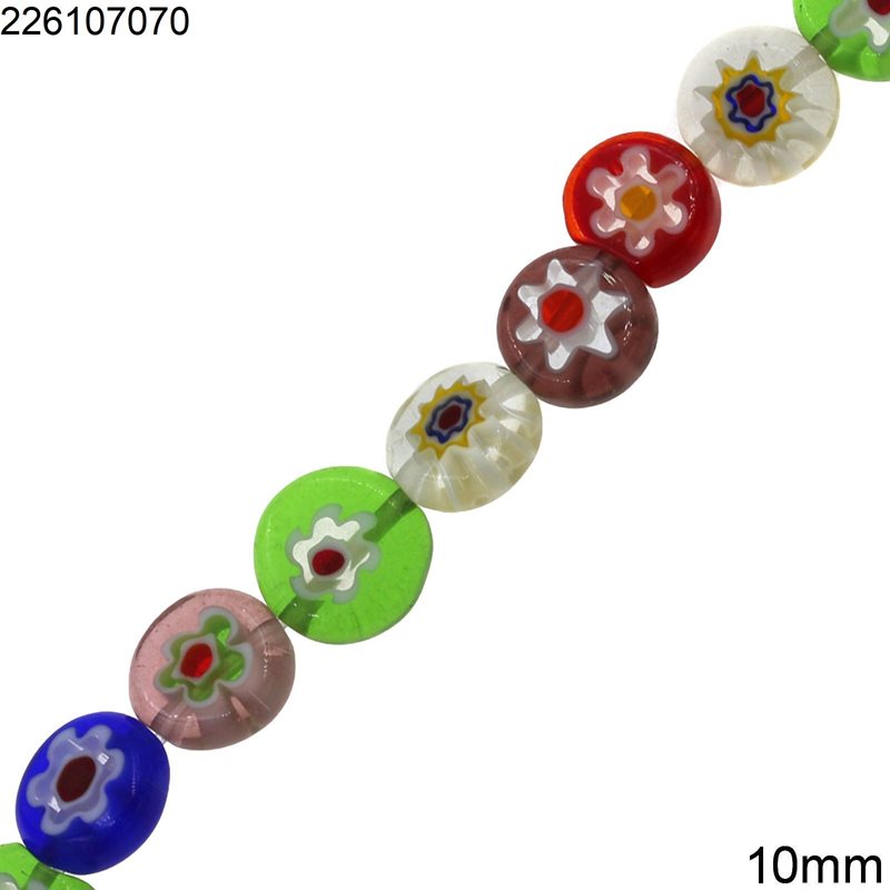 Millefiori Glass Flat Disk Beads 10mm