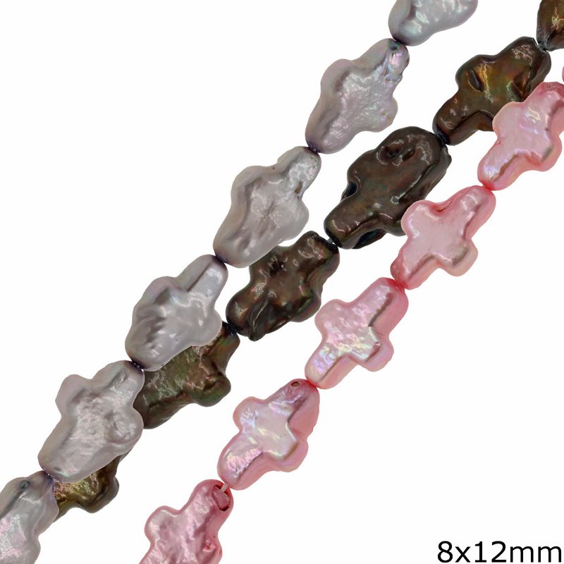 Freshwater Pearl Beads Cross 8x12mm
