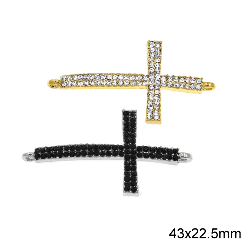 Casting Spacer Cross with Strass 43x22.5mm