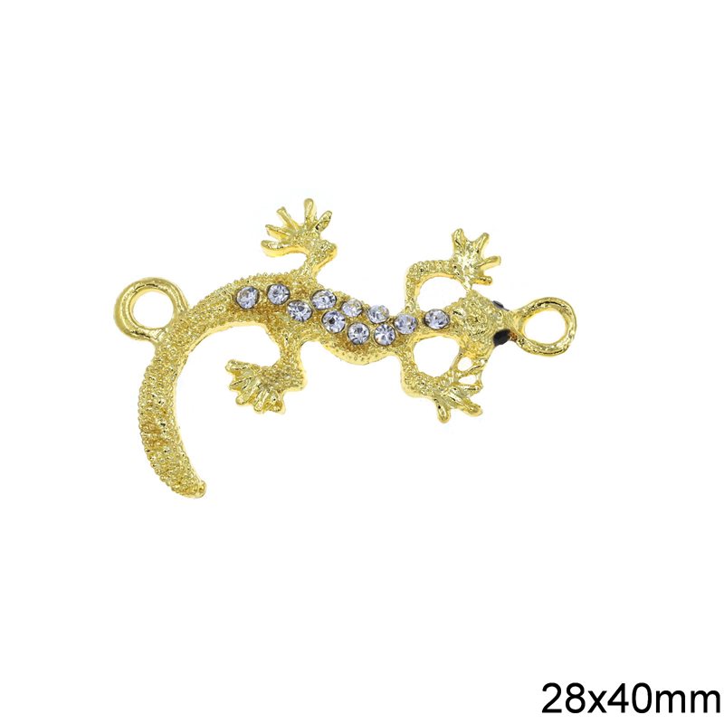 Casting Spacer Lizard with Stras 28x40mm Gold plated NF