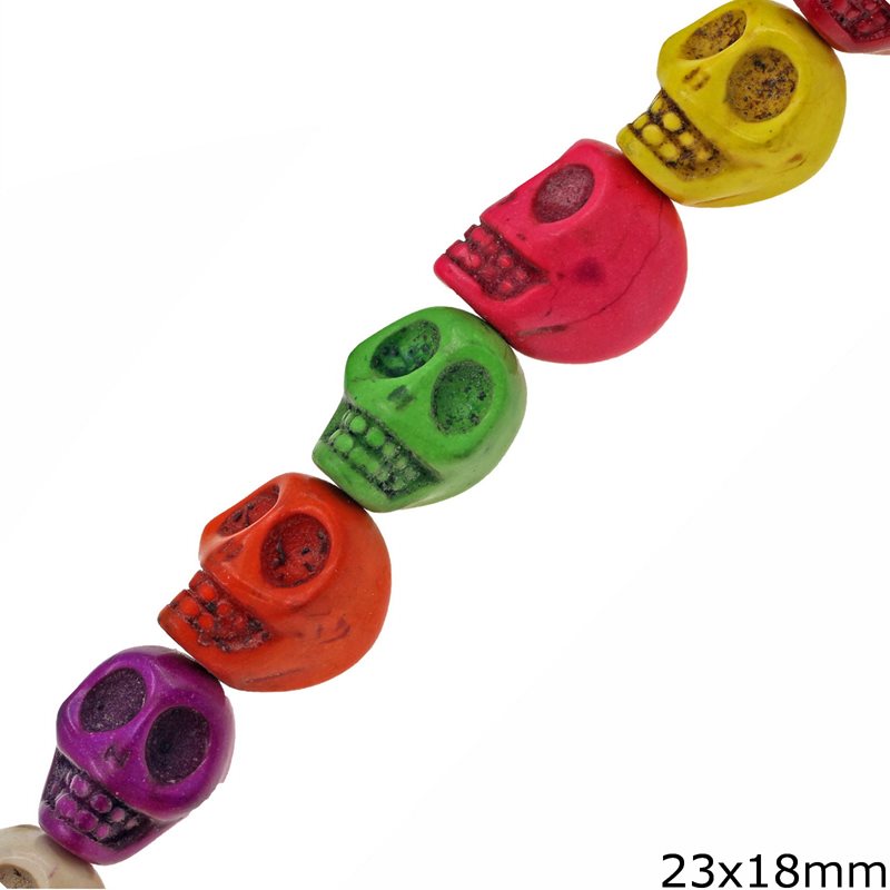 Howlite Skull Beads 23x18mm