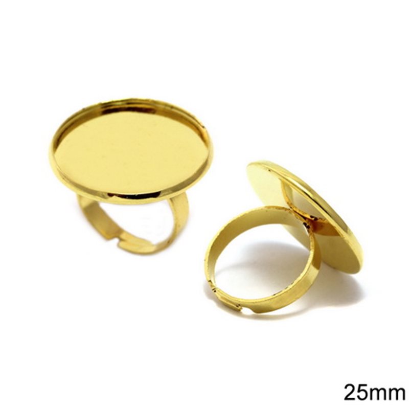 Iron Ring with Cup Base 25mm Open, Gold plated NF