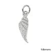 Silver 925 Spacer & Pendant Feather 18x5mm