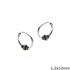 Silver 925 Hoop Earrings with design 1.2x12mm