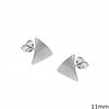 Silver 925 Triangle Earrings with Satin Finish 11mm