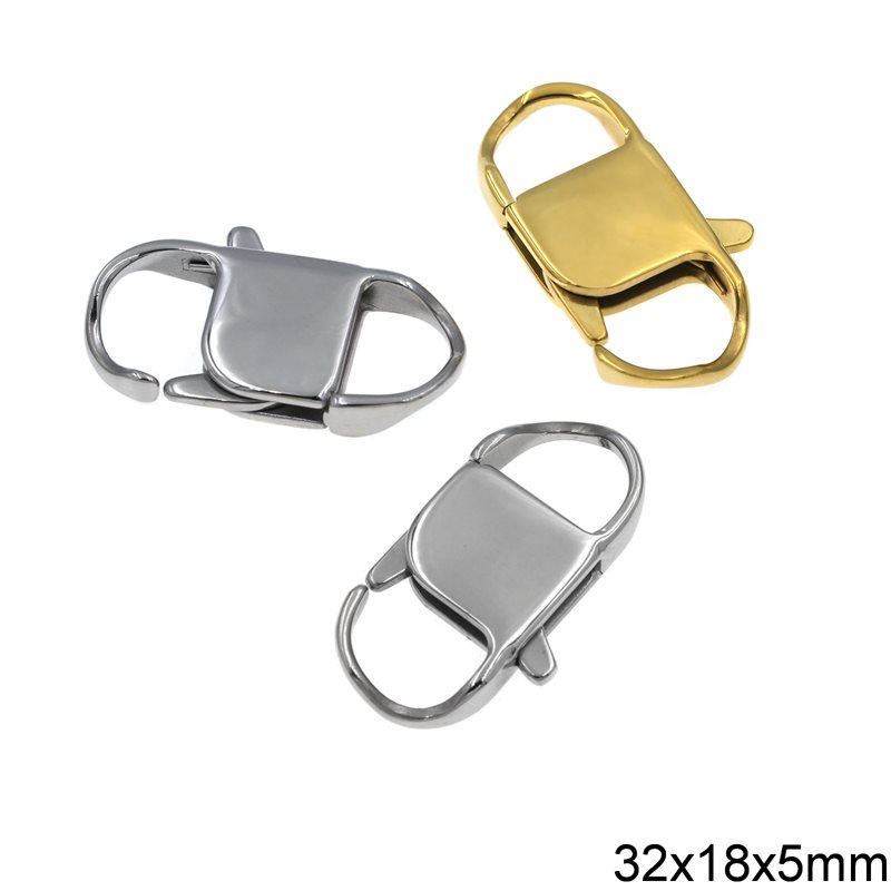 Stainless Steel Lobster Claw Clasp 32x18x5mm
