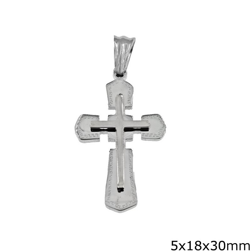 Stainless Steel Double Pendant Cross 5x18x30mm