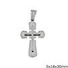 Stainless Steel Double Pendant Cross 5x18x30mm