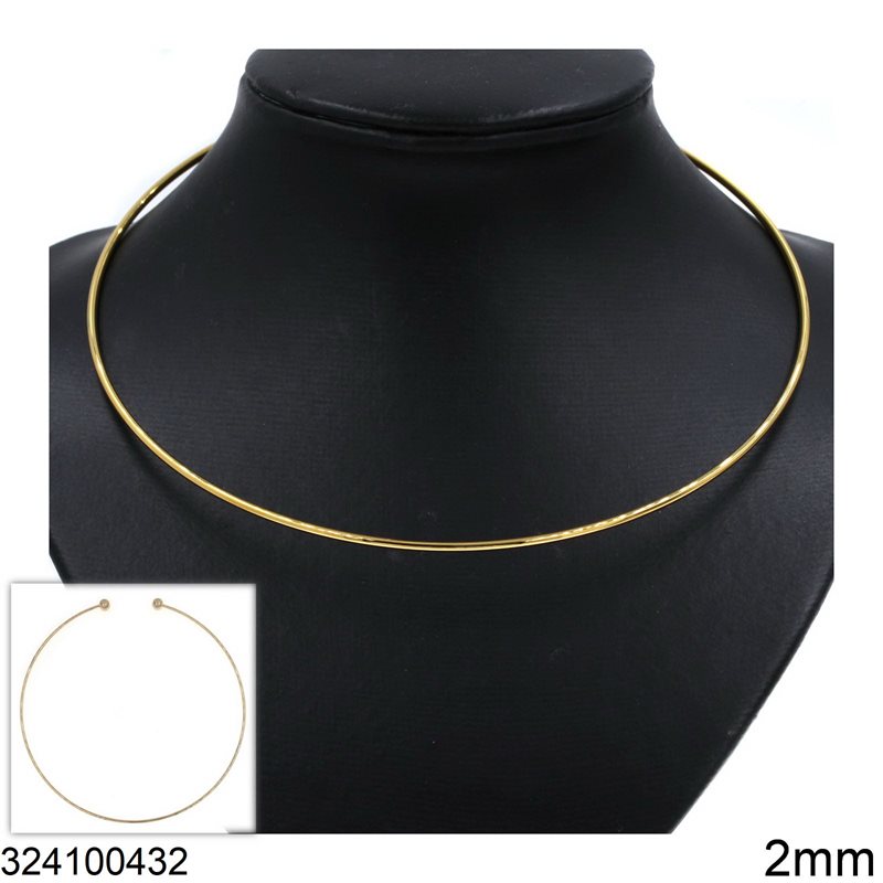 Stainless Steel Collar Necklace 2mm with Balls 8mm