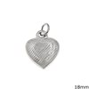 Stainless Steel Pendant Bold Heart with Stripes 18mm