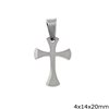 Stainless Steel Pendant Cross with Curved Edges 4x14x20mm
