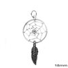 Silver 925  Pendant Spider Web with Fearther 18mm