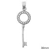 Silver 925 Pendant Key with Zircon 30mm