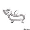 Silver 925 Pendant Dog with Zircon 10x28mm