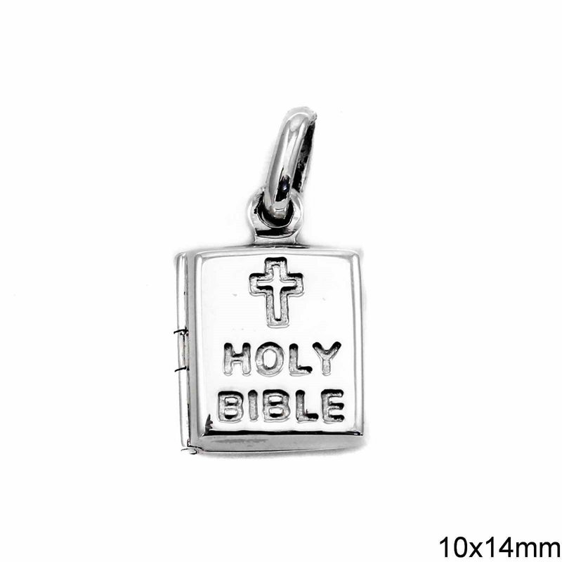 Silver 925  Openable Pendant Holy Bible 10x14mm