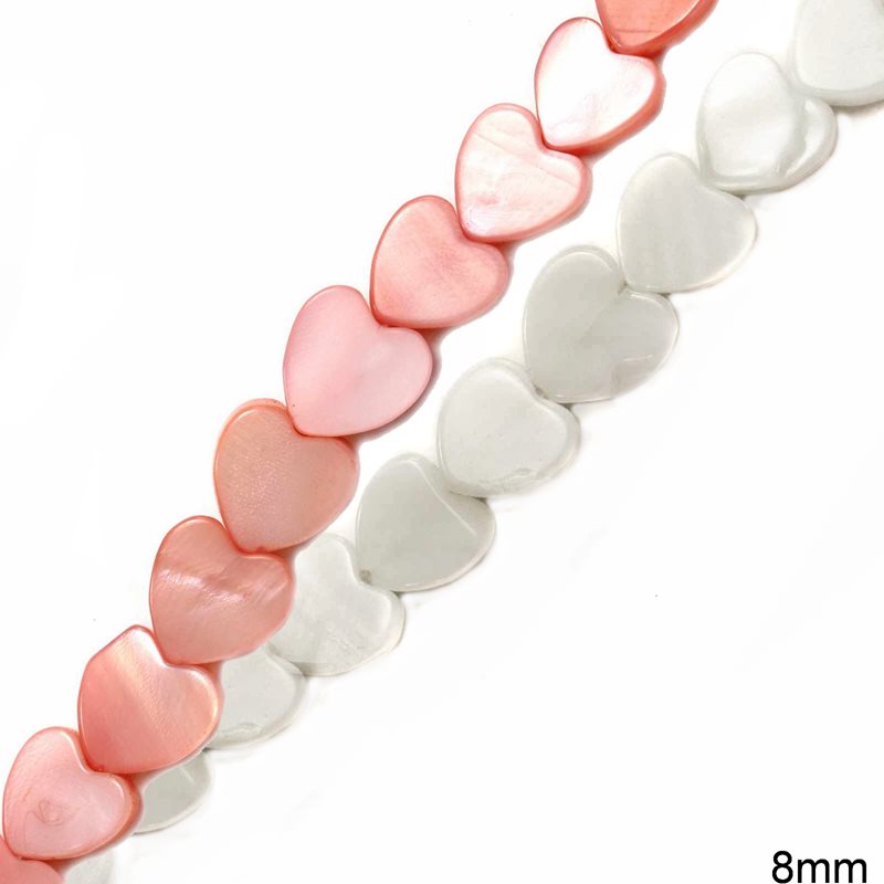 Mop-shell Beads Hearts 8mm