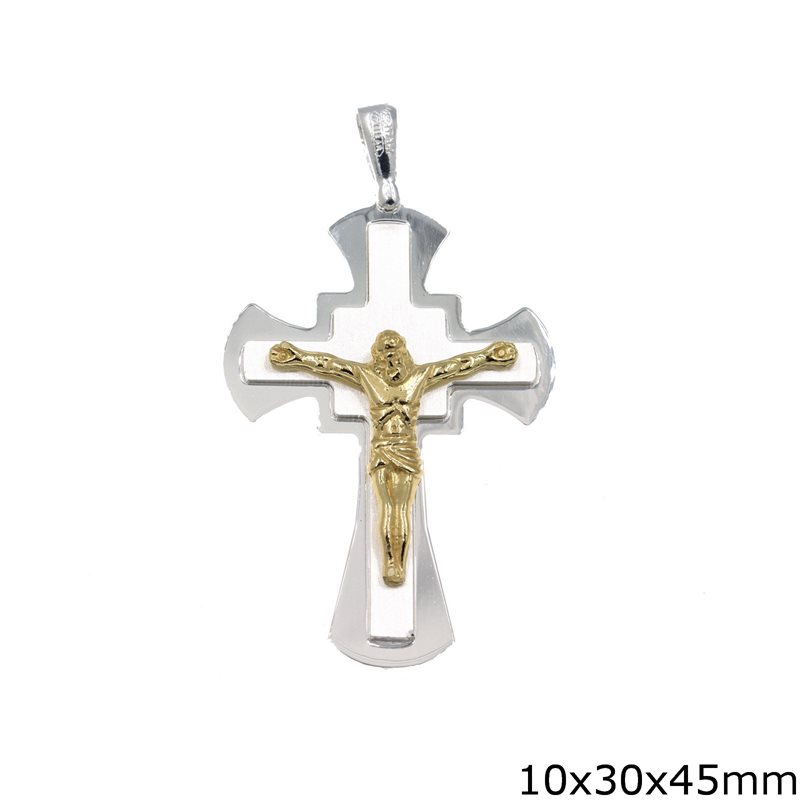 Silver 925  Pendant Cross with Jesus Christ 10x30x45mm